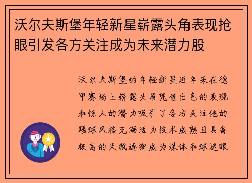 沃尔夫斯堡年轻新星崭露头角表现抢眼引发各方关注成为未来潜力股